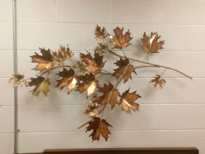 Signed Copper C. Jere Leaves Sculpture