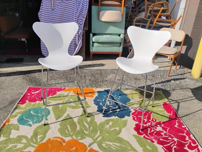 Pair of Authentic Fritz Hansen Series 7 Counter Stools