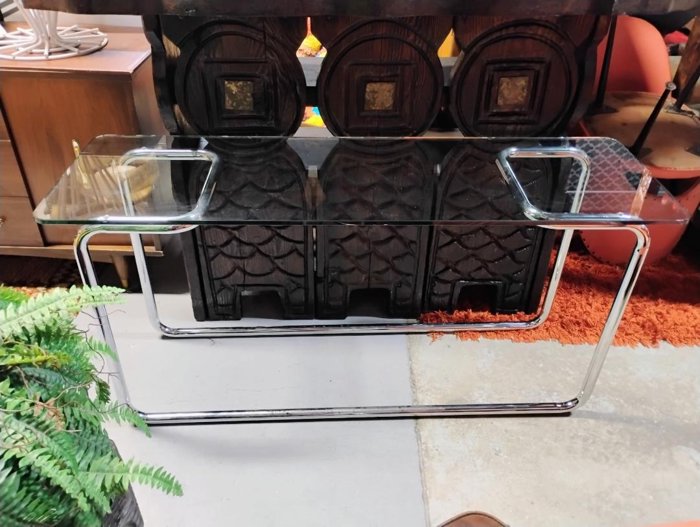 Space Age Chrome Console Table Tubular