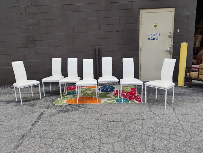 Set of 7 Post Modern Contemporary Dining Chairs for Recovering