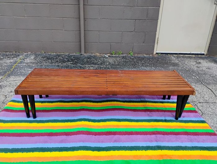 John Keal for Brown Saltman Expanding Slat Bench Coffee Table
