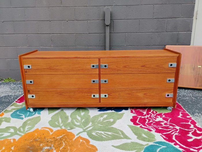 Danish Modern Teak And Chrome Lowboy Dresser
