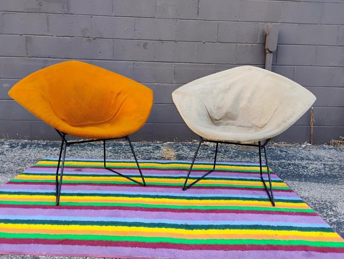 Pair of Authentic Knoll Diamond Chairs